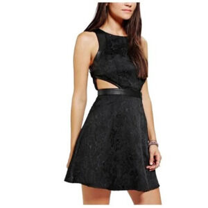 Silence + Noise, Jacquard textured cut out dress black size 6